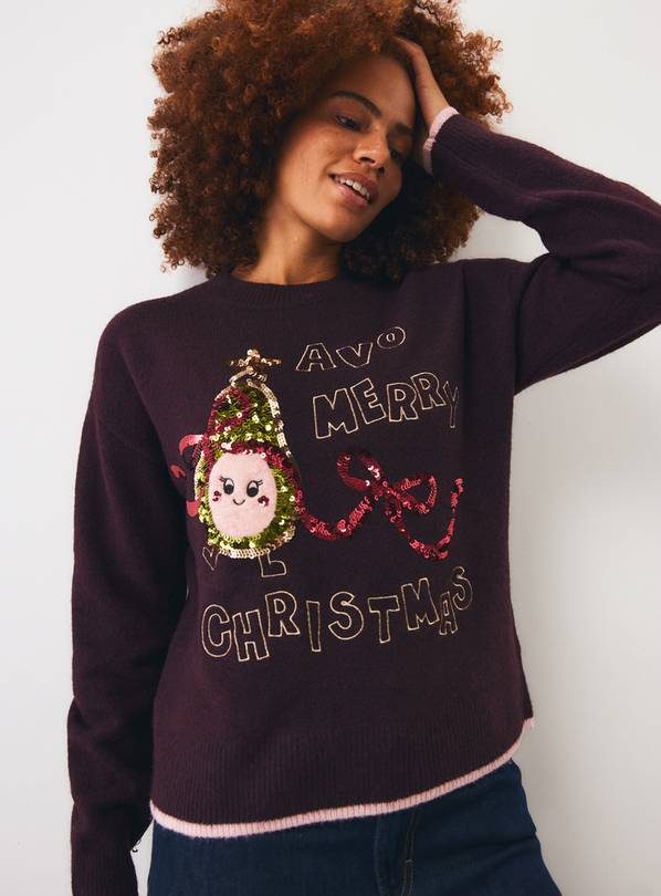 Mini Me Dark Red Merry Christmas Knitted Jumper XL